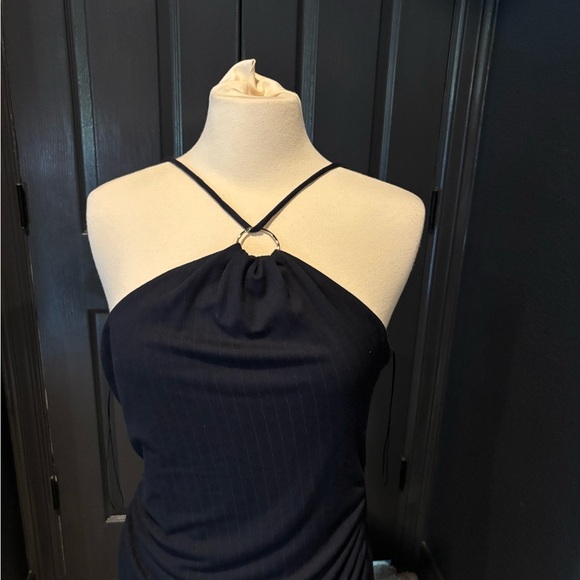 Blue Halter Sheath Dress for Cocktail Events - Picture 2 of 5
